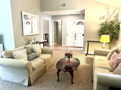 Cozy common area with seating and decor