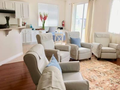 Bright common area with comfortable seating