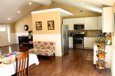 Bright kitchen area with modern appliances