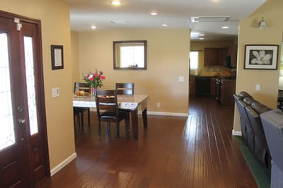 Interior view of a dining area in a senior living facility