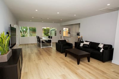 Interior common area with seating and dining table