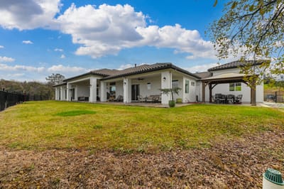 Exterior view of a senior living facility and garden
