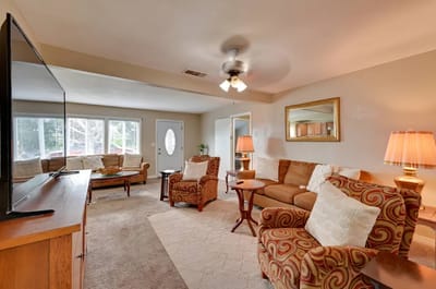 Bright interior living area with comfortable seating
