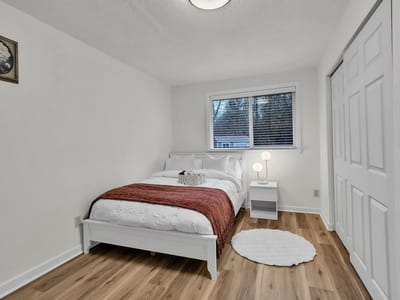 Cozy private bedroom in a senior living facility