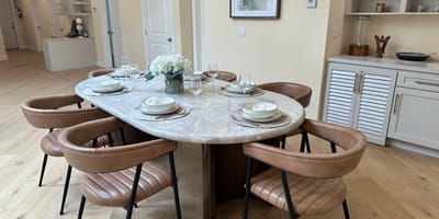 Elegant dining table set for a meal