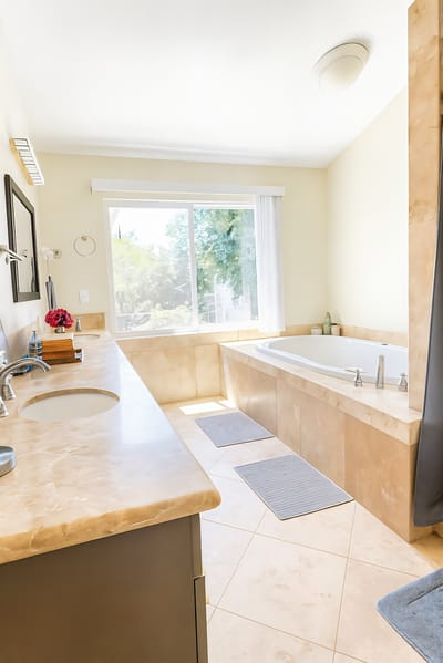 Bright bathroom with natural light and modern features