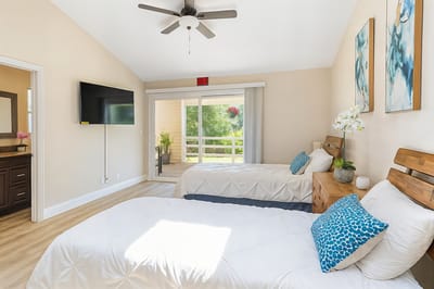 Bright and spacious resident room with two beds