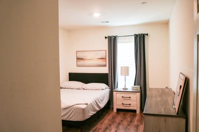 Cozy private bedroom in a senior living facility