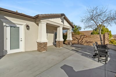 Exterior view of a welcoming porch area