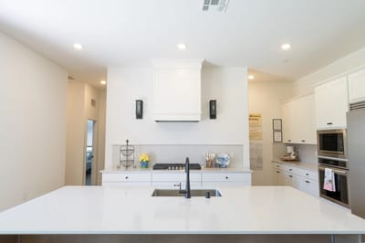 Bright, modern kitchen space in assisted living facility