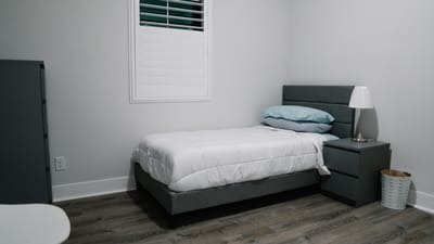 Simple bedroom setup in a care facility