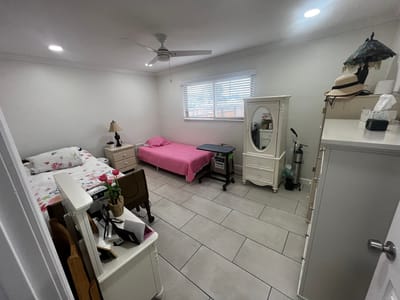 Cozy interior view of a private resident room