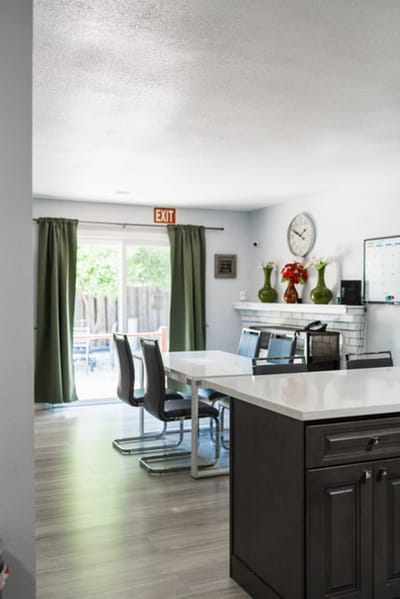 Bright, inviting common area with modern decor