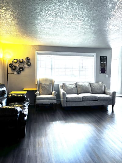 Bright common area with comfortable seating