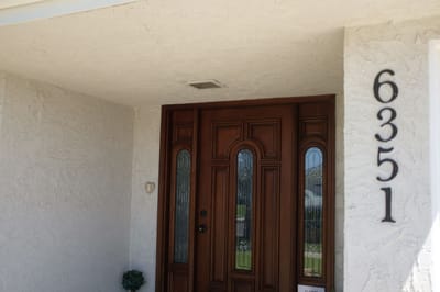 The entrance door of the facility