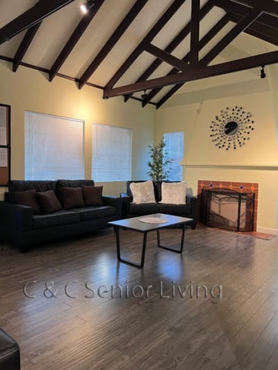 Common area with seating and decorative features