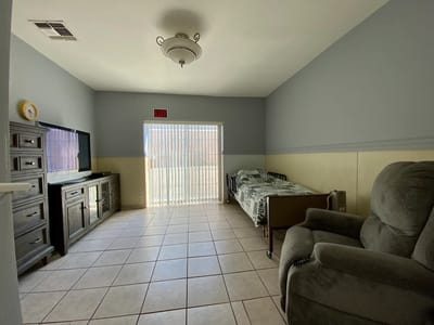 An interior photograph of a private resident room