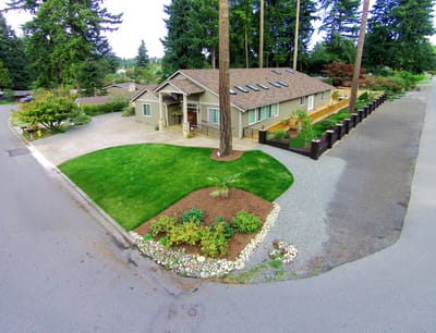 Aerial view of the facility exterior and surrounding landscape