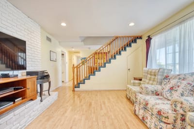 Bright and inviting common area with seating