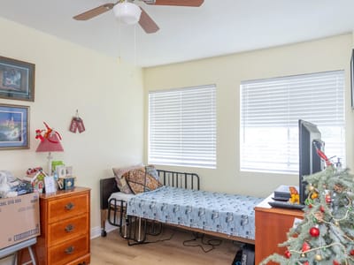 Cozy private resident room with personal belongings