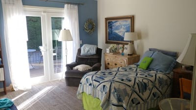 Cozy resident room with access to outdoor space