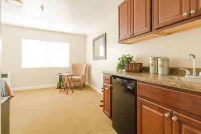 Cozy kitchenette in a private resident room