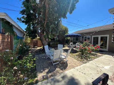 Outdoor space with seating and landscaping