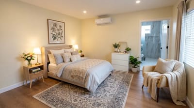 Bright and cozy resident room with a bed and decor