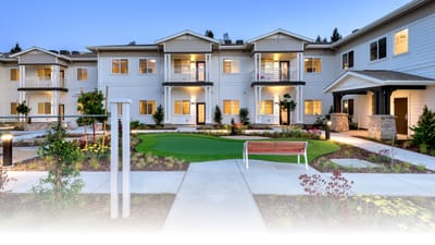 Exterior view of Clearwater at Sonoma Hills with landscaped garden