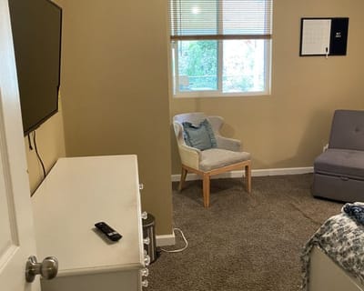 Cozy interior of a private resident room