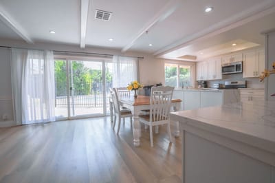 Bright dining area in a senior living facility