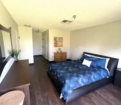 Cozy bedroom setup in a facility