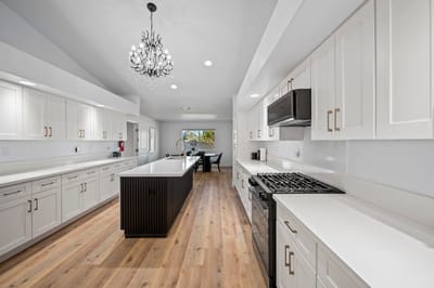 Bright and spacious common area kitchen with modern design