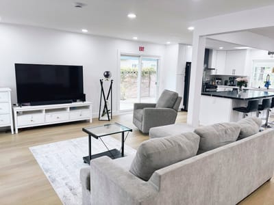 Bright interior living space with modern furnishings