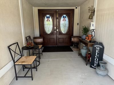 Welcoming entrance with decorative features