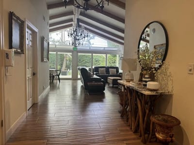 Interior hallway of a senior living facility