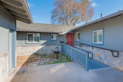 Exterior view of a senior care facility entrance
