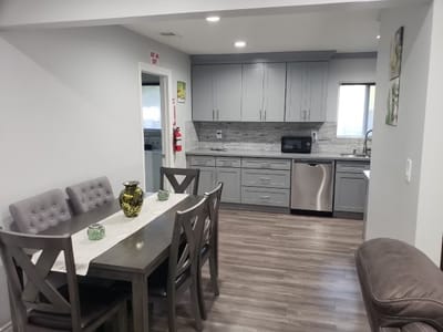 Modern dining area in a senior care facility