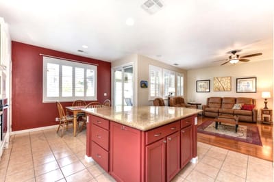 Cozy common area with seating and kitchen island