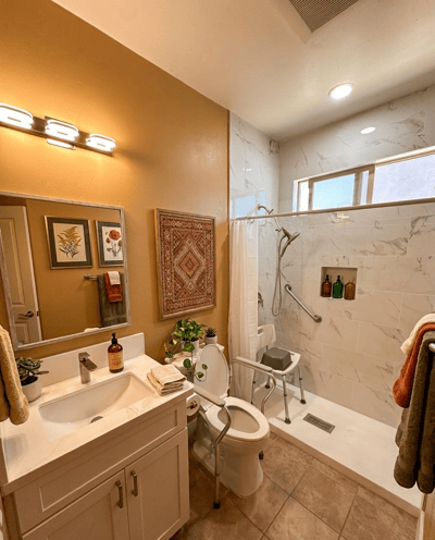 Accessible bathroom equipped for senior residents