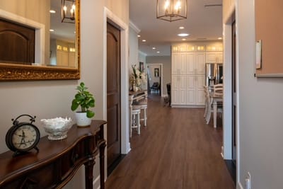 Interior hallway of a senior living facility