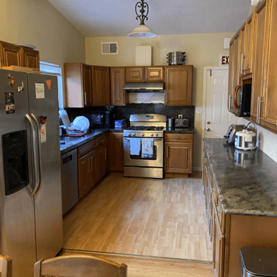 A well-equipped kitchen in a senior care facility