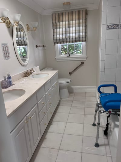 Bright and accessible bathroom with safety features