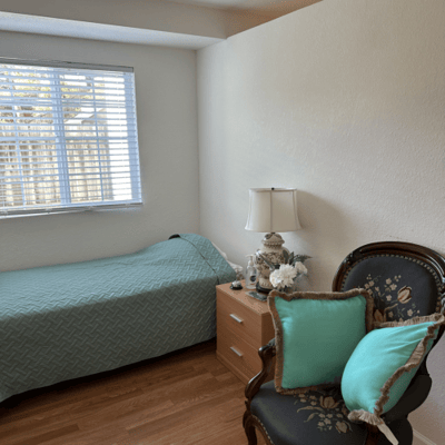 Cozy private resident room with light decor