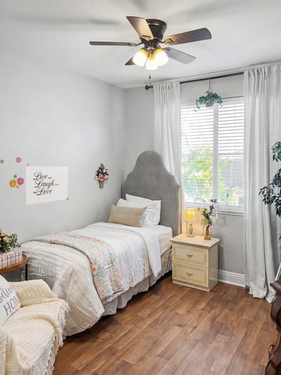 Cozy resident room decorated with care