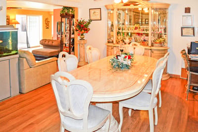 Dining area with elegant table and chairs
