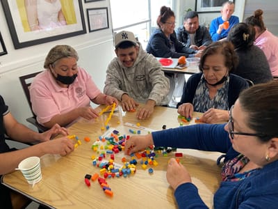 Residents engaging in a creative group activity