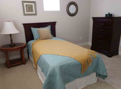 Cozy bedroom setup in a senior living facility