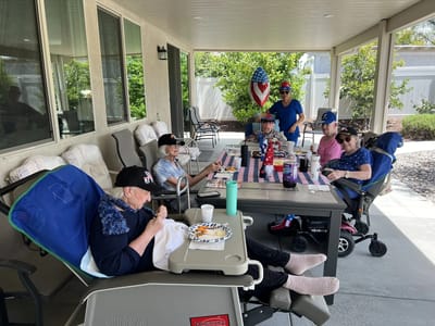 Residents enjoying time together outdoors