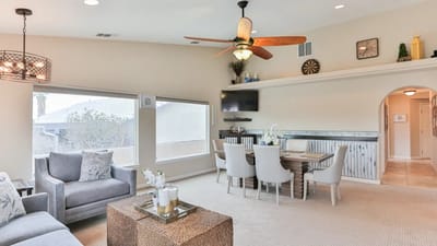 Bright and welcoming common area in a senior living facility